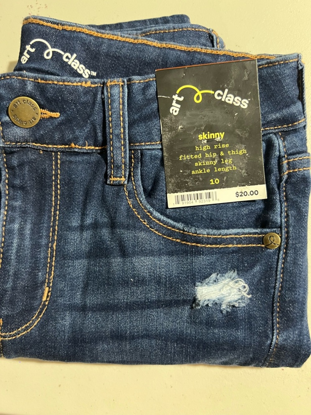 art class Dark Blue Skinny High-Rise Jeans with Light Distress
